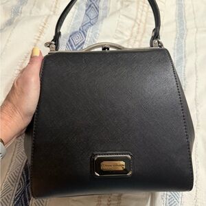 Black Structured Top-Handle Bag